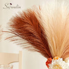 Serwalin 60PCS 17.7" Orange Pampas Grass Decor for Vase Filler Home Decor - Image 3