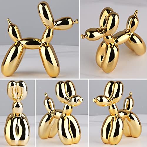 Balloon Dog Sculpture Modern Home Decor Collectible Figurines Funky Statues for Bedroom Trendy Animal Decor for Coffee Table Living Room Decor, 11.8 * 11.8 * 4.7inch, Gold - Image 4
