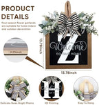 Ultra Large 14'' Last Name All Year Round Front Door Wreath with 26 Initial Letter Welcome Sign All Seasons Eucalyptus Garland and Bow Wreaths for Front Door Porch Farmhouse Decoration (Z) - Image 4