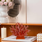 5.8" H Red Orange Coral Decor - Resin Coral Statue, Nautical Decor for Home, Bedroom, Bathroom, Living Room, Ocean Themed Cabinet Shelf Tabletop Decoration - Image 5