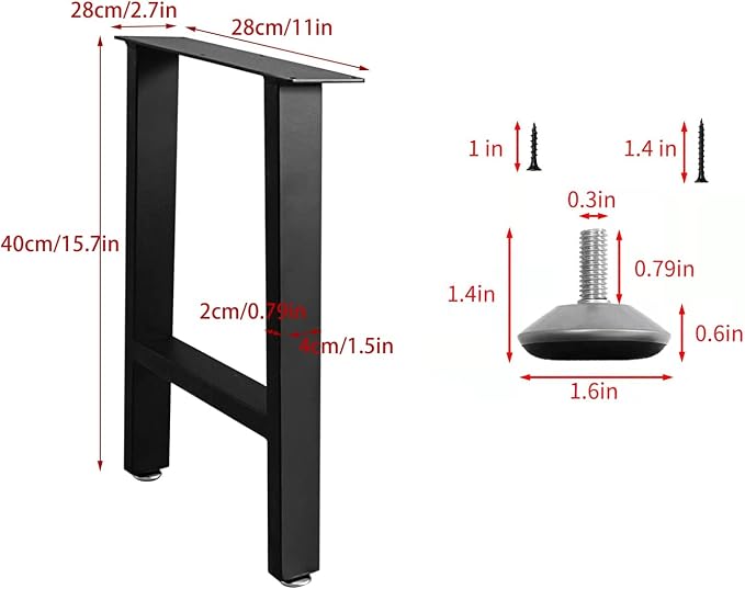 H Bench Legs 16 Inch Metal Coffee End Table Legs - Image 7