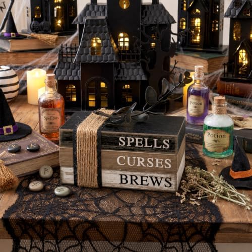 4 Pcs Halloween Table Decorations, Rustic Mini Books Stacks Decor - Image 6
