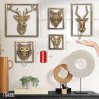 Newinhome Animal Heads Wall Decor (5pcs, Includes Metal Frame) Resin Animals Sculptures Head Wall Hanging Decoration Gold vintage Wall Sculpture for Living Room Bedroom Office - Image 5