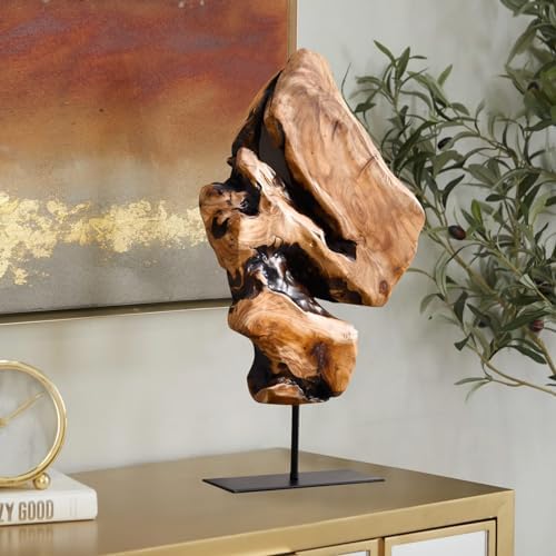 WELLAND Irregular Cedar Wood Sculpture 8.75" W x 1.75" D x 17.75" H Natural Edge Tabletop Statues, Handmade Ornaments, Décor for Living Room, Home Office, Bedroom, by WELLAND