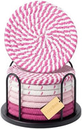 Lazebox Coasters Set of 8 for Drinks, 4 Inch Large Coasters for Coffee Table, Tabletop Protection for Hot & Cold Drinks, Versatile Coasters for Home Decor, Non-Slip & Easy to Clean, Pink by Lazebox