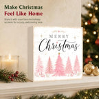 Christmas Decorations Pink Pine Tree Merry Christmas Wood Box Sign - Image 5