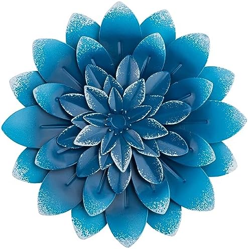 Succulent Metal Flowers Wall Decor - 3D Metal Wall Decor, Flower Art, Blue by BNUnityinc