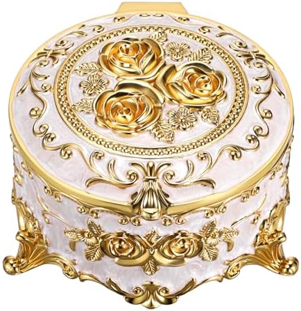 Hipiwe Metal Jewelry Box Antique Trinket Organizer for Women Keepsake Box by Hipiwe