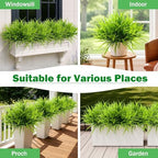 Uieke 28 Bundles Artificial Outdoor Plants UV Resistant Fake Grass Plants Faux Plastic Plants Greenery Shrubs for Home Garden Pathway Window Box Front Porch Spring Summer Decor, Green - Image 6