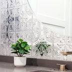 Peel and Stick Metal Backsplash Tiles, Silver Fleur, 10-Pack - Image 6