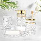 CERBIOR Bathroom Accessories Set, 4 PCS Glass Bathroom Set,Golden White - Image 7