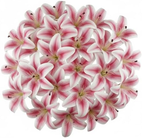 20PCS 6 Inch Large Artificial Lilies Flower Heads with Realistic Stamens, Bulk Silk Fake Lilies for DIY Crafts, Wedding Decor, Cake Decorating, Centerpieces, Home Decor (Light Pink) - Image 5