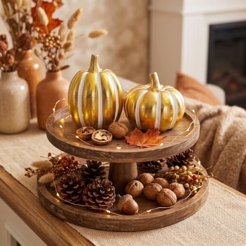 FESTGLOX 2Pcs Resin Pumpkin Figurines, Fall Thanksgiving Decor - Image 6