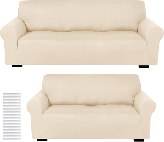 Peryiter 2 Pcs Sofa Covers Couch and Loveseat Covers Set Stretch Sofa Slipcover by Peryiter