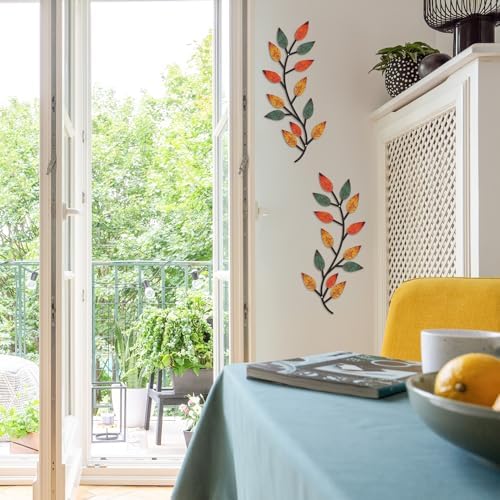 Zhengmy 2 Pcs Metal Leaf Wall Art Vine Branch Decor,Lively Colors - Image 4