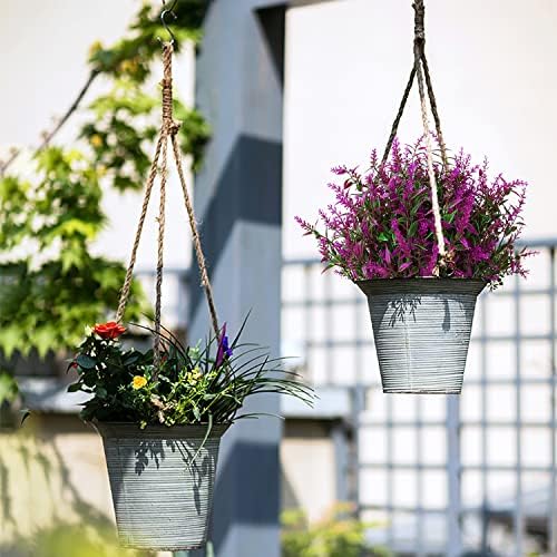 XLFAQXM 8 Pack Artificial Plants Flowers Grass Shrubs Lavender No Fade Faux Plastic Flowers Outdoor for Farmhouse Garden Porch Patio Indoor Wedding Decoration Greenery Fake Plants uv Resistant - Image 3