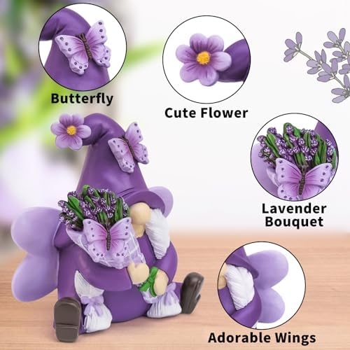 Lavender Gnome Fairy Garden Decor Purple Gifts for Women - Image 4