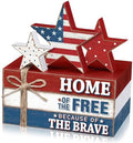 Geelin 4 Pcs Veterans Day Patriotic Table Decoration Wooden Book Stack Sign by Geelin