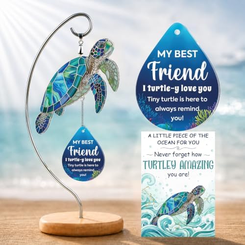 Positive Turtle Gifts for Best Friend Women - Christmas Desk Decor by Hanatoca
