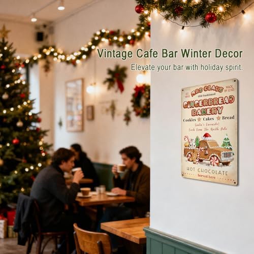 Gingerbread Christmas Tin Sign for Kitchen Wall Decor Art - Image 7