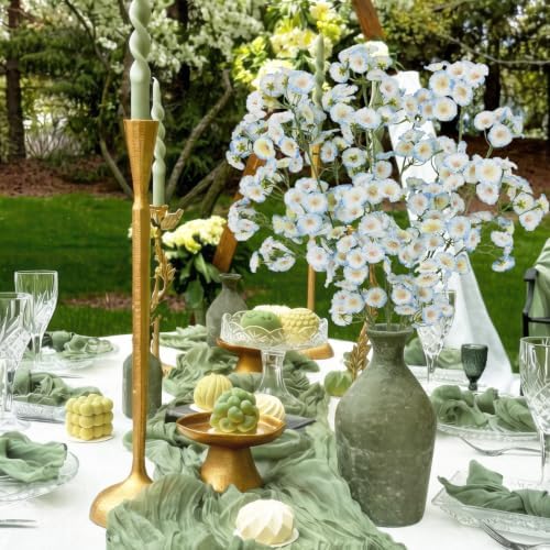 3 Pcs Artificial Wildflowers Blue Long Stem Faux Silk Flowers for Tall Vase - Image 5
