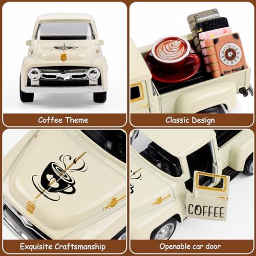 Cream Coffee Truck Decoration, Coffee Lover Truck Decor Themed Ornaments, Rustic Farmhouse Kitchen Tabletop CenterpieceTiered Tray Decor, Barista Gift - Image 4