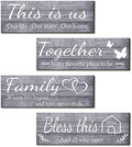 Joyhawk 4 Pieces Wall Decor Signs, THIS IS US, TOGETHER, BLESS THIS HOME, FAMILY Rustic Wooden Farmhouse Wall Art Décor For Living Room Bedroom Kitchen, , 4.7 x 13.8 Inch(Grey) by JOYHAWK-DesigningaBetterLife