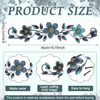 Wesiti Metal Flower Wall Art Decor Vintage Wrought Scroll, Blue - Image 2
