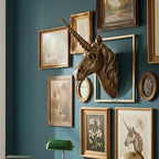 JJALIGHTS Exquisite Resin Animal Head Wall Sculpture (Gift Metal Frame) - Imitation Copper Vintage Decor for Living Room, Bedroom & Office | Decorative Wall Hanging Art (Unicorn) - Image 2