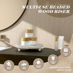 EOSAHR Wood Display Riser with Beads, Decorative Tray for Kitchen,Whitewash - Image 5