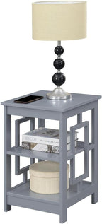 HomeStock Asian Aesthetics Square End Table, 3-Tier Wood Shelves, Stylish & - Image 3