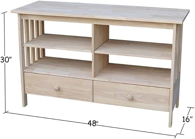 IC International Concepts, Mission Entertainment/TV Stand, Solid Real Wood - Image 3