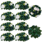 BLOSMON Green Flowers Artificial for Weddings: 10 Pcs, Fake Rose Balls by Blosmon
