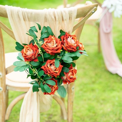 Ttranewsoo 24PCS Orange Fall Artificial Flowers, Fake Roses with Stems for Autumn Floral Arrangements, Thanksgiving Centerpieces, Harvest Table & Home Decor, 16.5 Inch - Image 6
