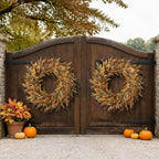 32" Artificial Fall Eucalyptus Wreath with Seeds for Front Door(Orange) - Image 3