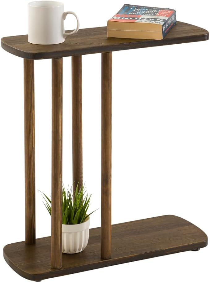 C-Shaped Solid Wood End Table, Side Table - Image 2