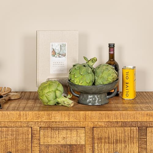 Creative Co-Op Stoneware Footed Pedestal Bowl with Handles, Reactive Glaze, Black - Image 7