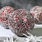 Decorative Glass Mosaic Sphere Balls, 3 Inch Diameter, Set of 5, Table Centerpiece (Red) - Image 5