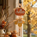 Valery Madelyn Fall Decorations for Home, Fall Wall Decor with Pumpkin and Maple Leaf, Rustic Farmhouse Fall Wreaths, Wooden Pumpkin Decor for Thanksgiving Autumn, 21 inch - Image 2