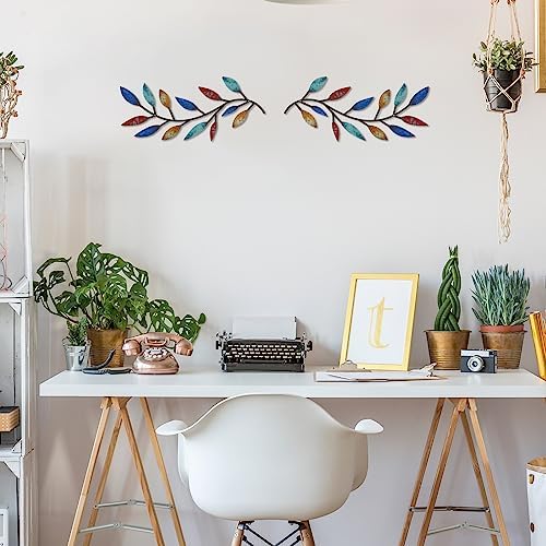 Zhengmy 2 Pcs Metal Leaf Wall Art Vine Branch Decor,Elegant Color - Image 4