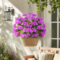 Bougainvillea Artificial Faux Bougainvillea Outdoor 4 Pack Fake Bougainvillea Hanging Flowers Artificial Bougainvillea for Indoor Home Porch Garden Decor Spring Flowers No Vases(Dark Purple) by Unknown