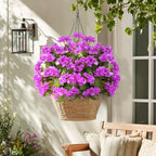 Bougainvillea Artificial Faux Bougainvillea Outdoor 4 Pack Fake Bougainvillea Hanging Flowers Artificial Bougainvillea for Indoor Home Porch Garden Decor Spring Flowers No Vases(Dark Purple) by Unknown
