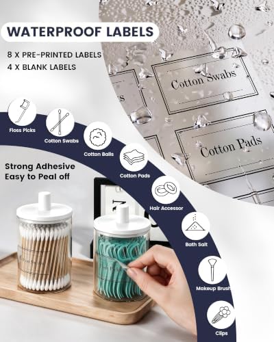 Glass Qtip Holder Dispenser - 4 Pack, Bathroom Decor and Organizer - Image 4