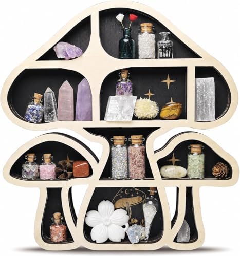 Mushroom Decor Floating Shelves, Crystal Display Shelf, Whimsy Wall Decor by FNYDOX