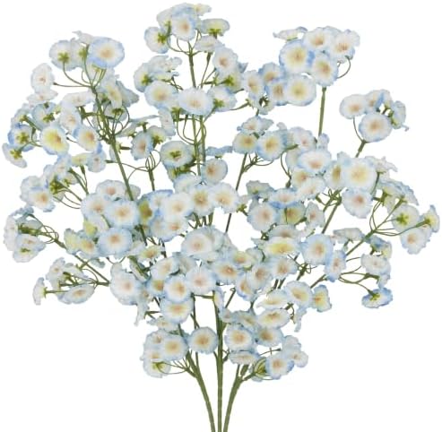 3 Pcs Artificial Wildflowers Blue Long Stem Faux Silk Flowers for Tall Vase by Unknown