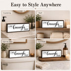 Bathroom Wooden Sign, Live Laugh Poop, Funny Farmhouse Bathroom Wall Decor, Humorous Solid Wood Walls Accent for Guest Bath Display, Modern Bathrooms Wall Sign, Bathrooms Decor Gift, 9.5 x 3.1 Inches - Image 3