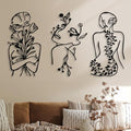 Photect 3 Pcs Metal Wall Art Minimalist Woman Line Decor, Plant, Black by Photect