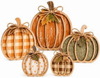 Fall Decorations for Home, Wooden Buffalo Plaid Pumpkin Fall Decor by Unknown