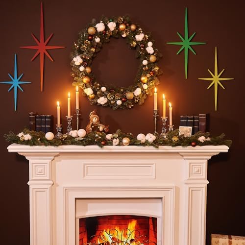 Blulu 4 Pcs Starburst Shaped Wall Decor Mid Century Modern Art,Vintage - Image 4