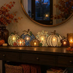RattanView Lighted Fall Pumpkin Table Decorations Wooden Autumn Centerpiece - Image 3